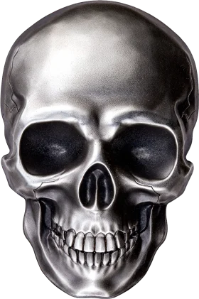 Metallic Silver Skull Clipart: Haunting Anatomical Illustration in Monochrome