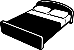 Minimalist Black and White Bed Clipart - Simple Bedroom Furniture Illustration
