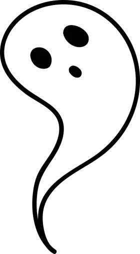 Minimalist Ghostly Silhouette Clipart with Whimsical Curved Shape and Oval Eyes