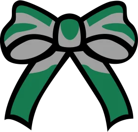 Minimalist Green and Gray Stylized Bow Clipart Design with Clean Lines