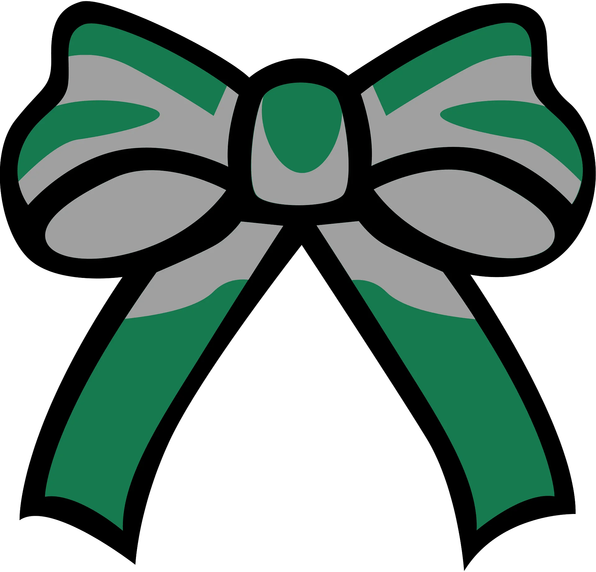 Minimalist Green and Gray Stylized Bow Clipart Design with Clean Lines