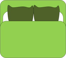 Minimalist Green Bed Clipart Illustration with Headboard and Bedding