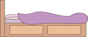 Minimalist Purple and Beige Bedroom Bed Clipart Illustration Simple Design