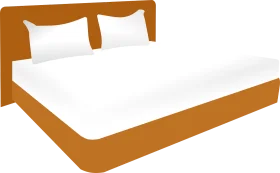 Minimalist Rustic Brown and White Bedroom Bed Clipart Illustration