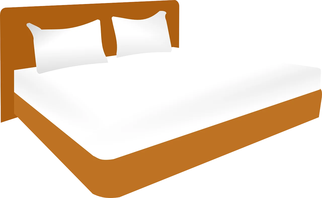 Minimalist Rustic Brown and White Bedroom Bed Clipart Illustration