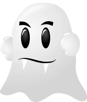 Minimalist Spooky Ghost Clipart with Expressive Fanged Face and Soft Edges