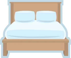 Minimalist Wooden Bed Frame with Soft Blue Bedding Clipart Design