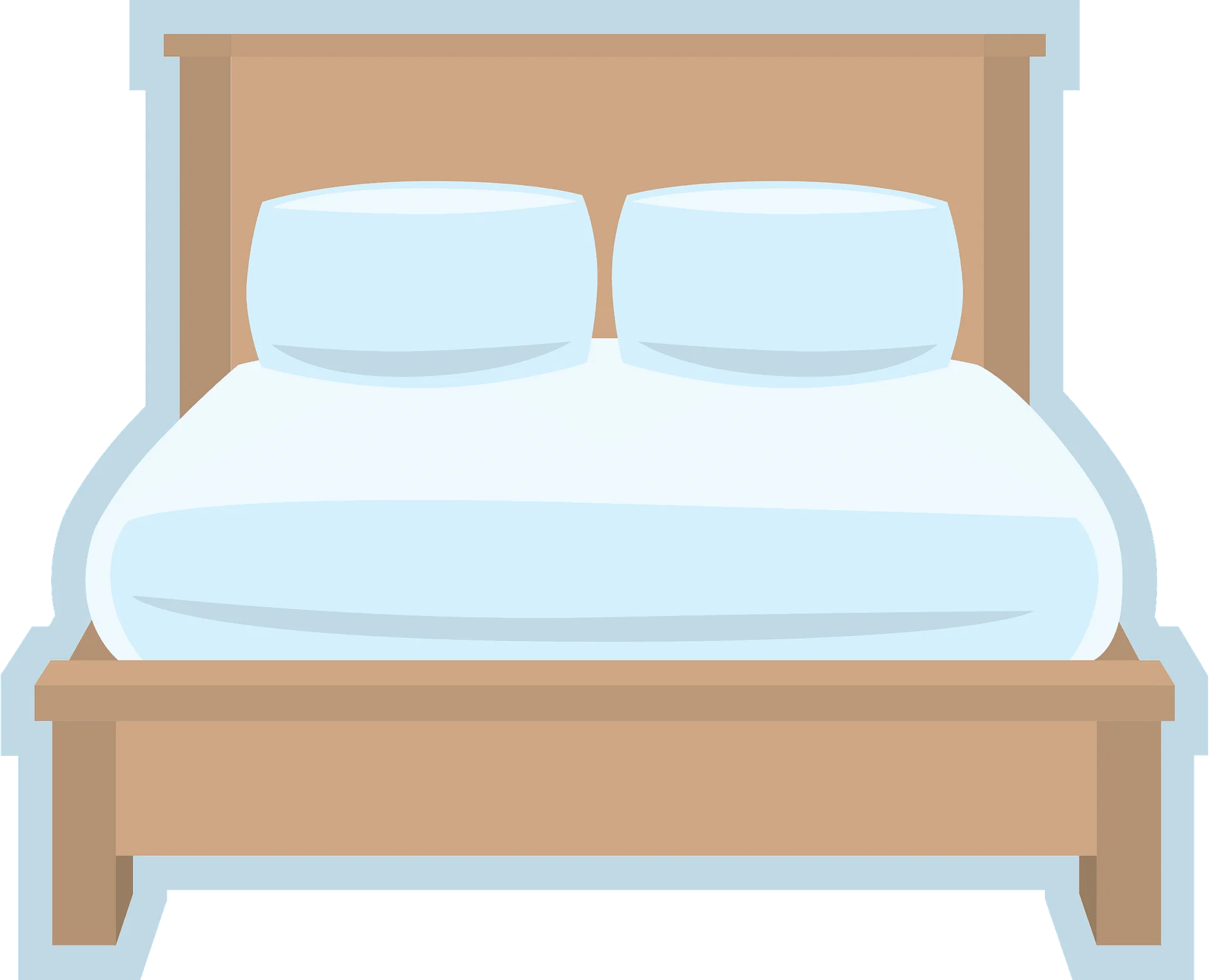 Minimalist Wooden Bed Frame with Soft Blue Bedding Clipart Design