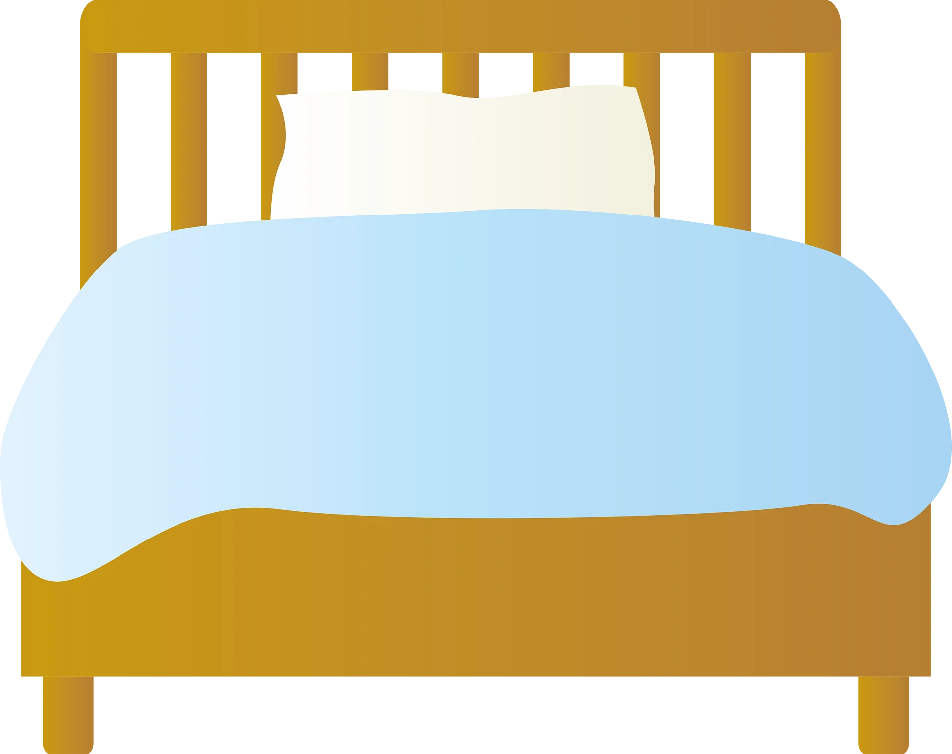 Minimalist Wooden Bed Frame with Soft Blue Bedding Clipart Illustration