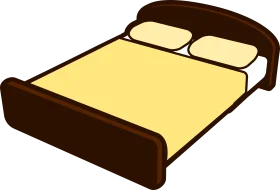 Minimalist Yellow and Brown Bedroom Furniture Bed Clipart Design