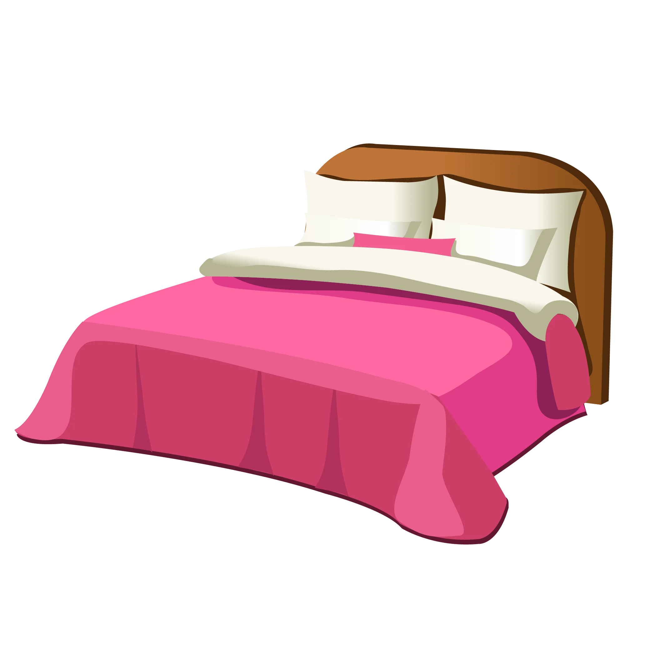 Modern Pink and White Bedroom Furniture Bed Clipart Illustration Design
