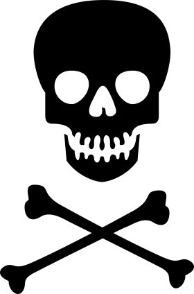 Monochromatic Classic Skull and Crossbones Pirate Clipart Symbol of Danger