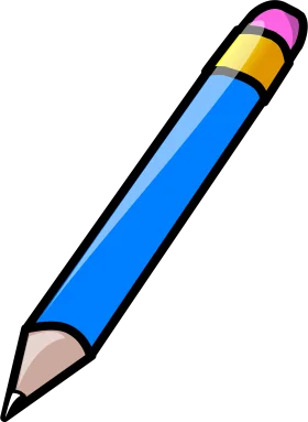 Playful Blue Wooden Pencil Clipart with Cheerful Eraser Cap Design