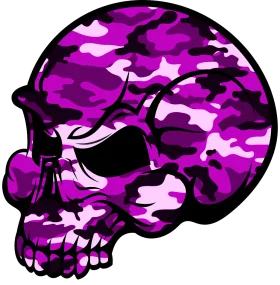 Purple Camouflage Anatomical Skull Clipart with Edgy Urban Design