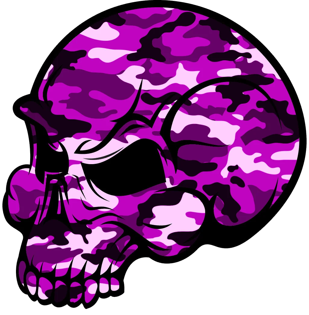 Purple Camouflage Anatomical Skull Clipart with Edgy Urban Design