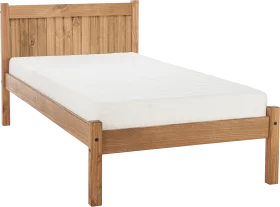 Rustic Wooden Single Bed Frame Clipart with Natural Timber Finish