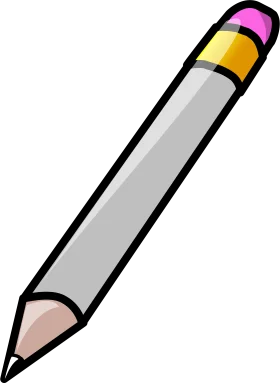Simple Gray Pencil Clipart with Soft Gradient Shades and Pointed Tip