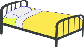 Simple Hospital Bed Clipart Illustration with Metal Frame and Bright Bedding