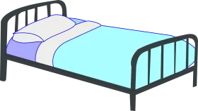 Simple Hospital or Home Bedroom Single Bed Clipart Illustration Design