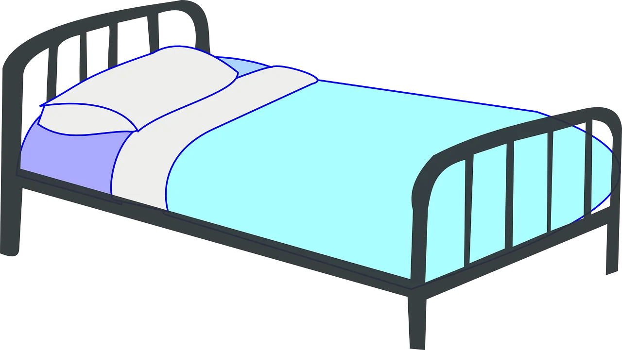 Simple Hospital or Home Bedroom Single Bed Clipart Illustration Design