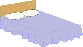 Simple Minimalist Bed Clipart with Soft Lavender Bedspread and Neutral Headboard