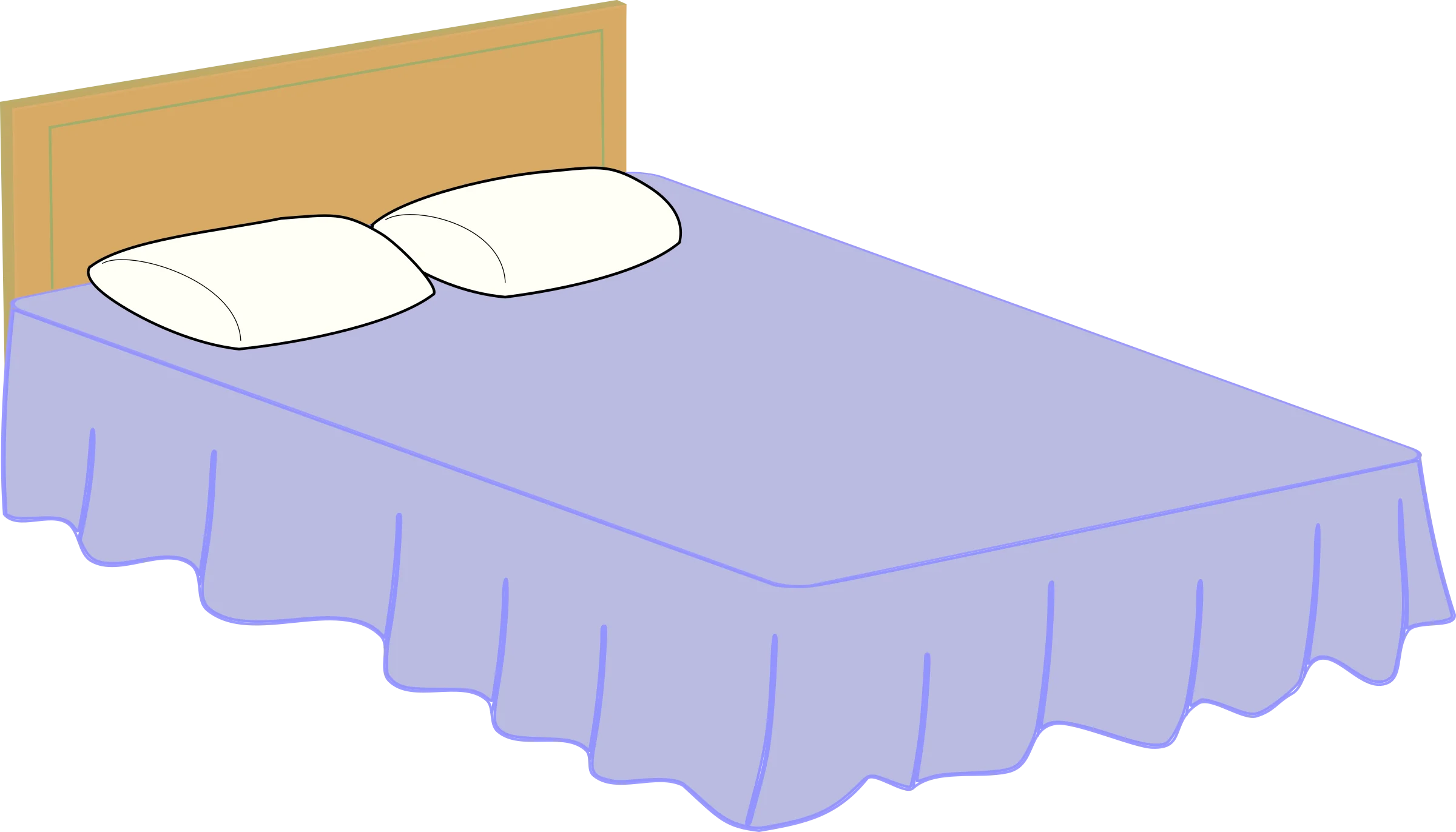 Simple Minimalist Bed Clipart with Soft Lavender Bedspread and Neutral Headboard