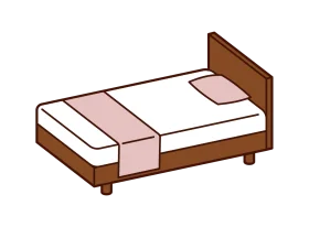 Simple Minimalist Single Bed Clipart Illustration with Soft Color Palette