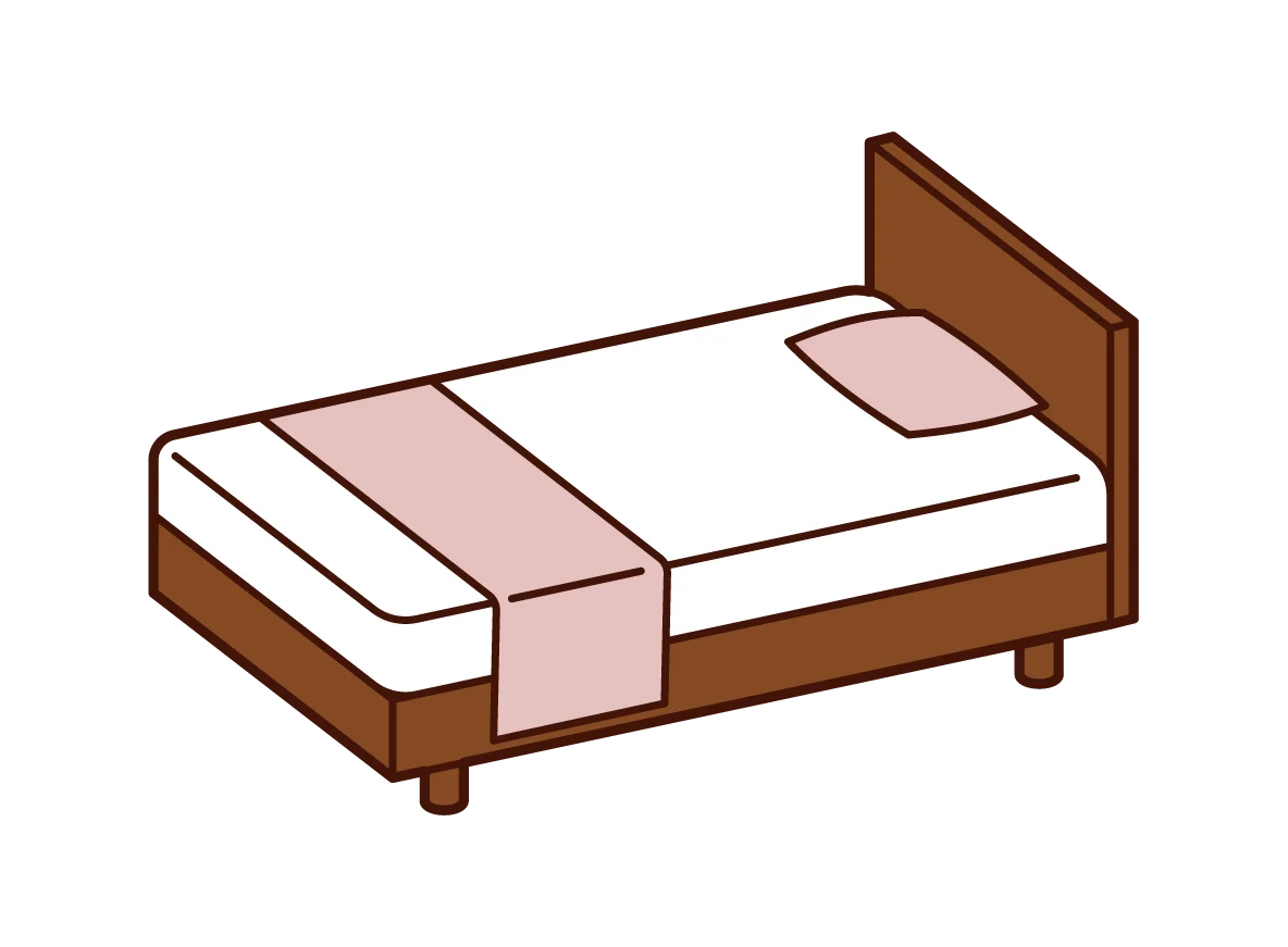 Simple Minimalist Single Bed Clipart Illustration with Soft Color Palette