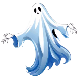 Spectral Whisper: Ethereal Blue and White Halloween Ghost Clipart Design