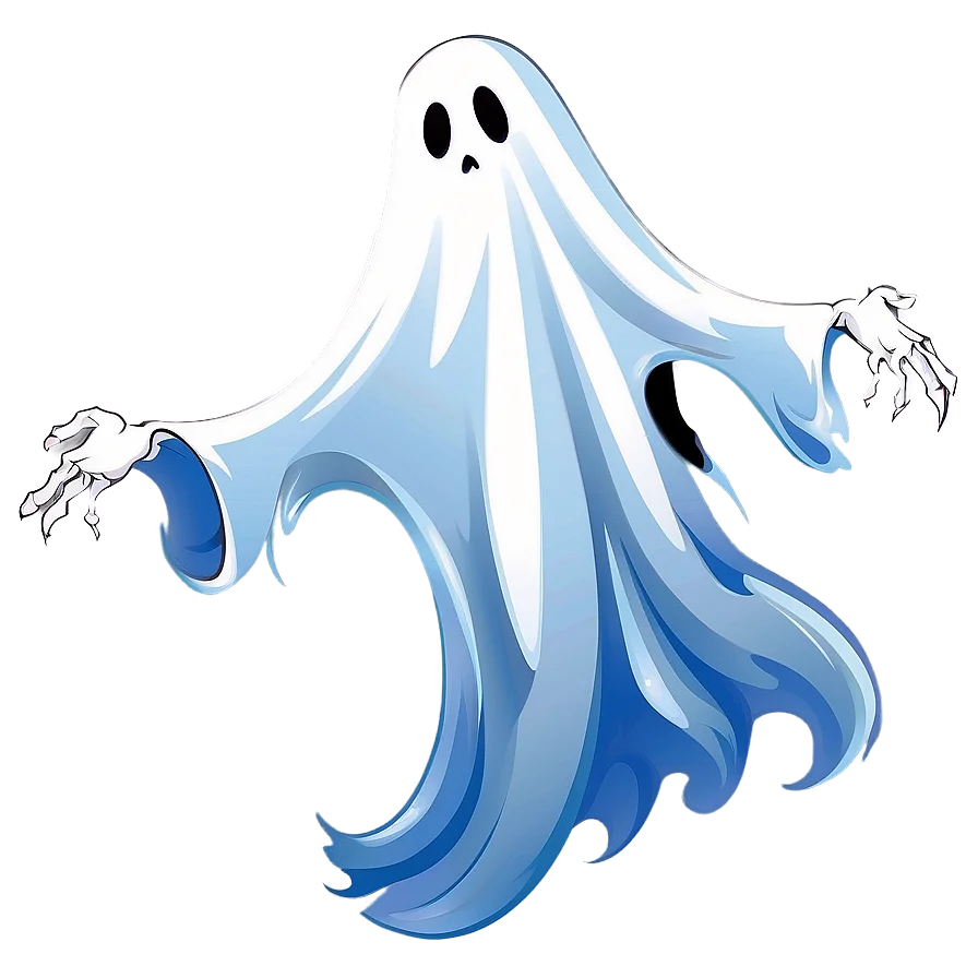 Spectral Whisper: Ethereal Blue and White Halloween Ghost Clipart Design