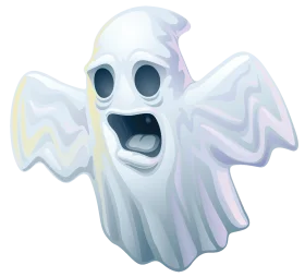 Spooky Cartoon Ghost Clipart with Exaggerated Shocked Expression