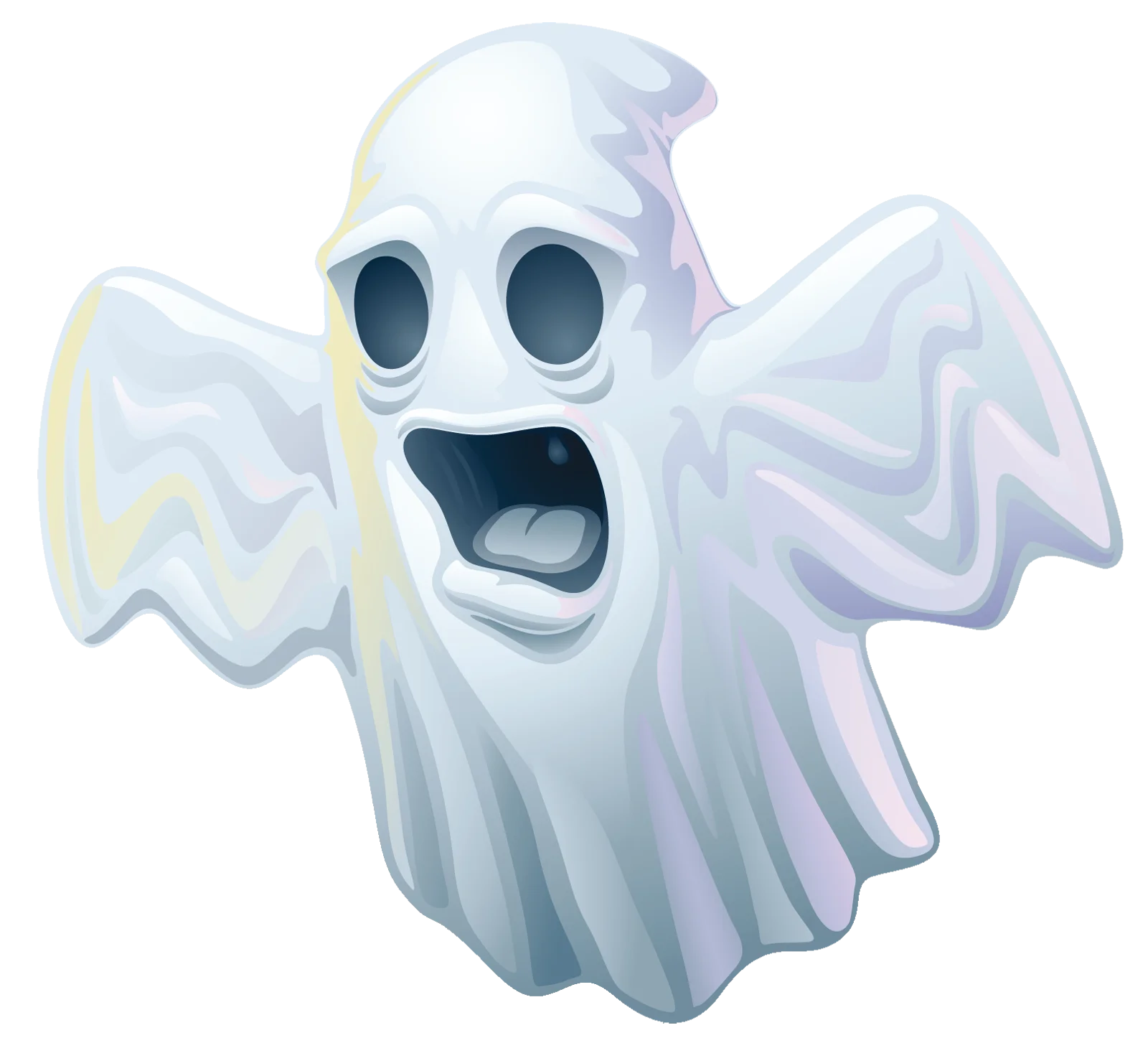 Spooky Cartoon Ghost Clipart with Exaggerated Shocked Expression