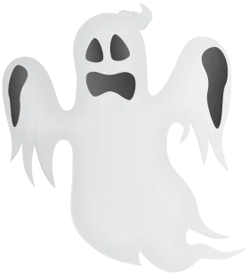 Spooky Floating Classic Halloween Ghost Clipart with Eerie Expression