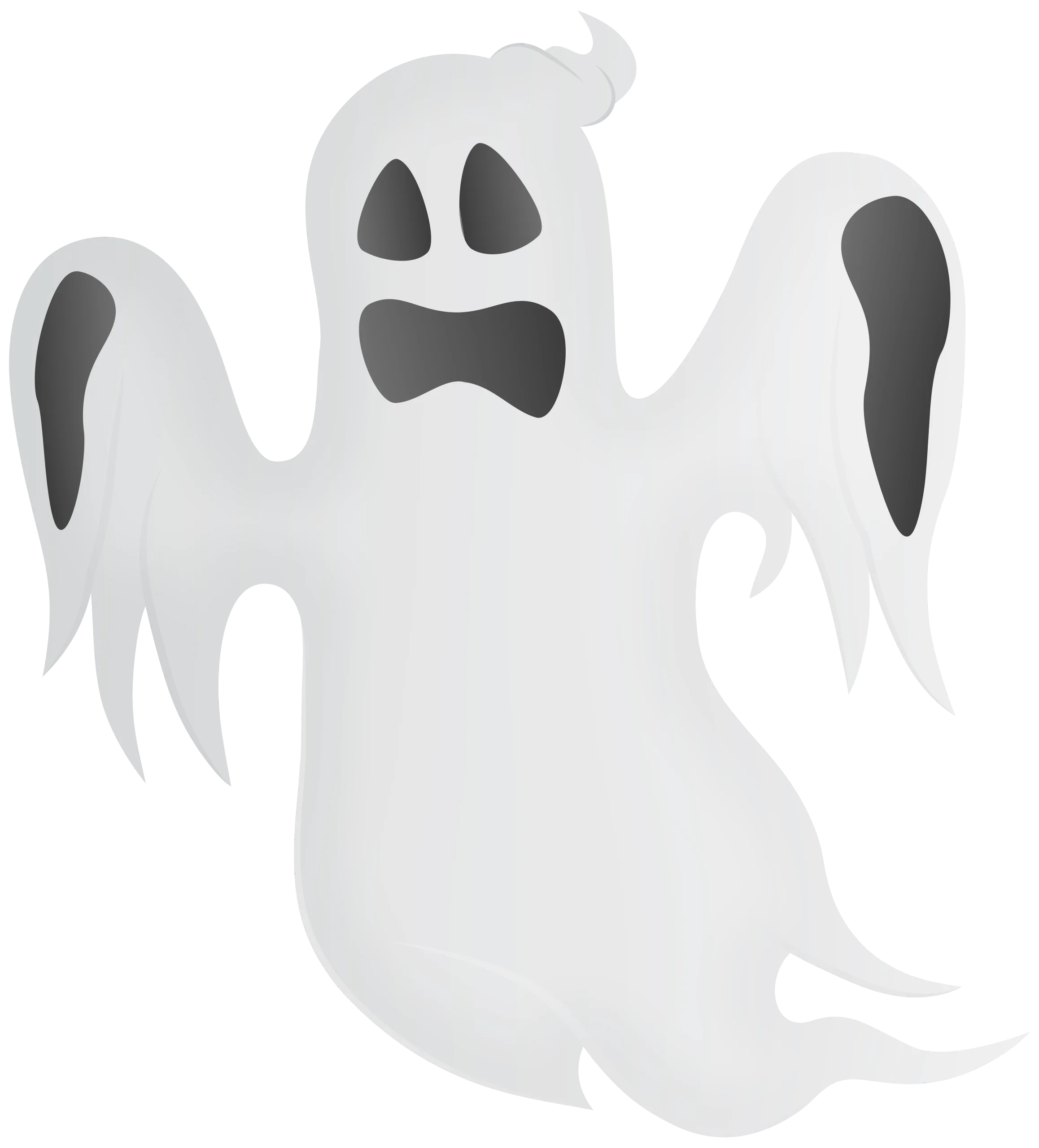 Spooky Floating Classic Halloween Ghost Clipart with Eerie Expression