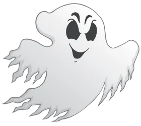 Spooky Floating Spectral Ghost Clipart with Eerie Jagged Edges and Playful Expression