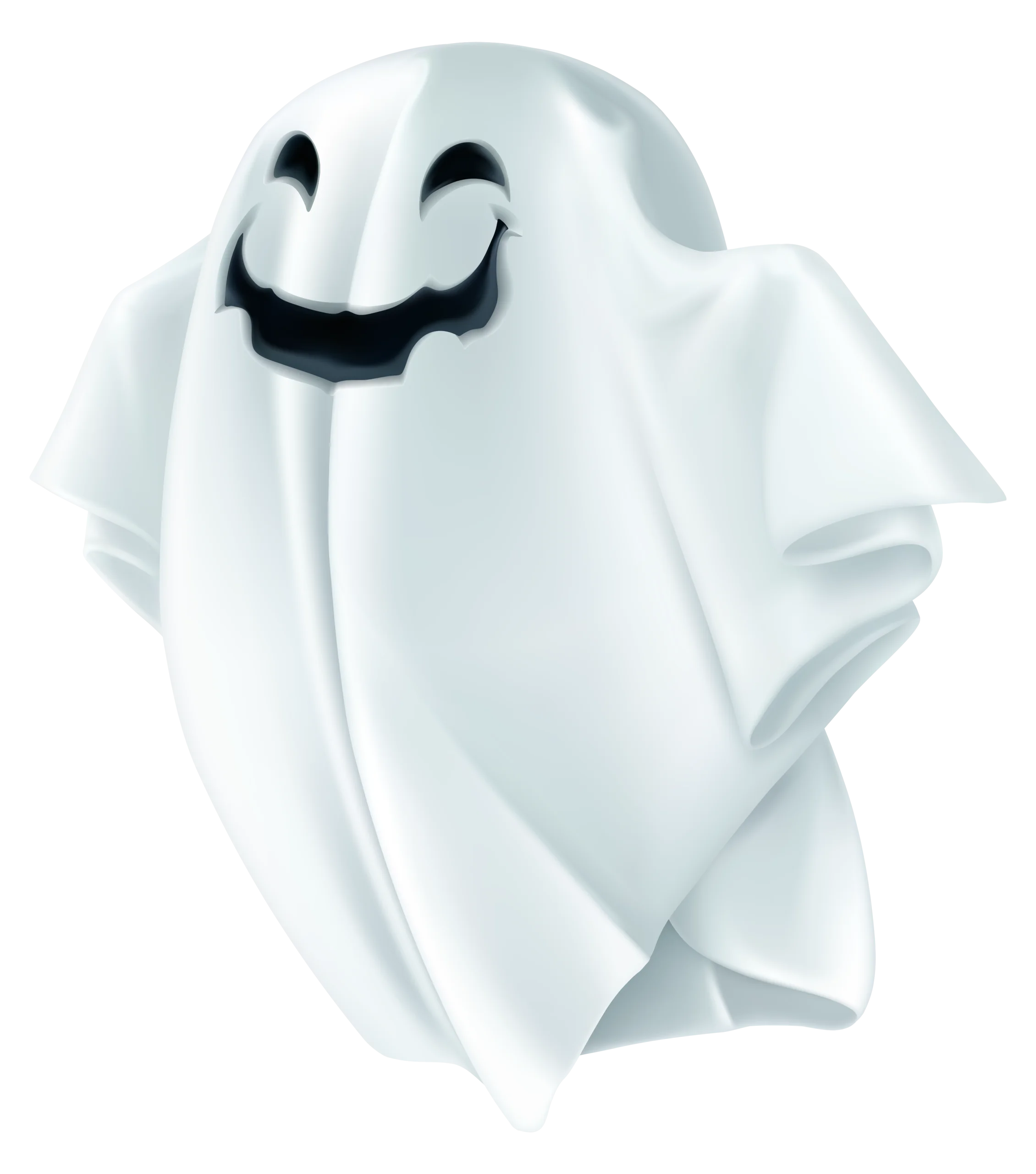 Whimsical Classic White Sheet Ghost Clipart with Playful Smile Design