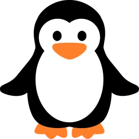 Adorable Black and White Cartoon Penguin Clipart with Cheerful Orange Details