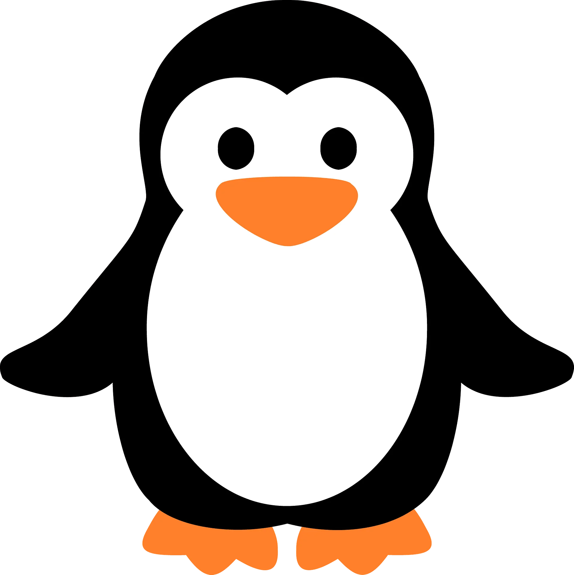 Adorable Black and White Cartoon Penguin Clipart with Cheerful Orange Details