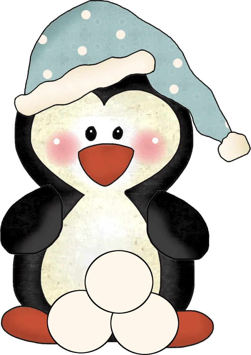 Adorable Winter Penguin Clipart with Cozy Nightcap and Rosy Cheeks