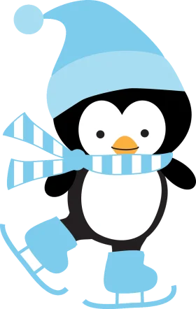 Adorable Winter Wonderland Skating Penguin Clipart for Seasonal Designs