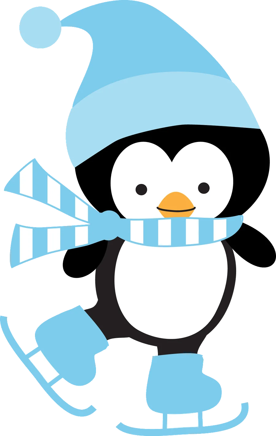 Adorable Winter Wonderland Skating Penguin Clipart for Seasonal Designs