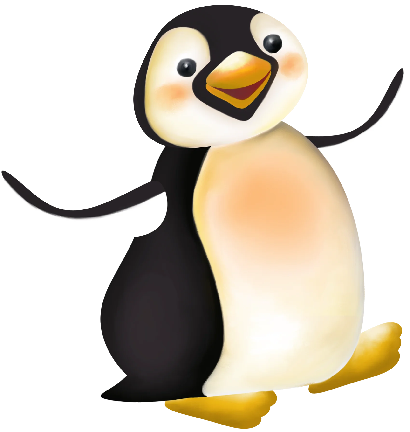 Cheerful Waddling Penguin Clipart: A Playful Antarctic Friend in Soft Hues