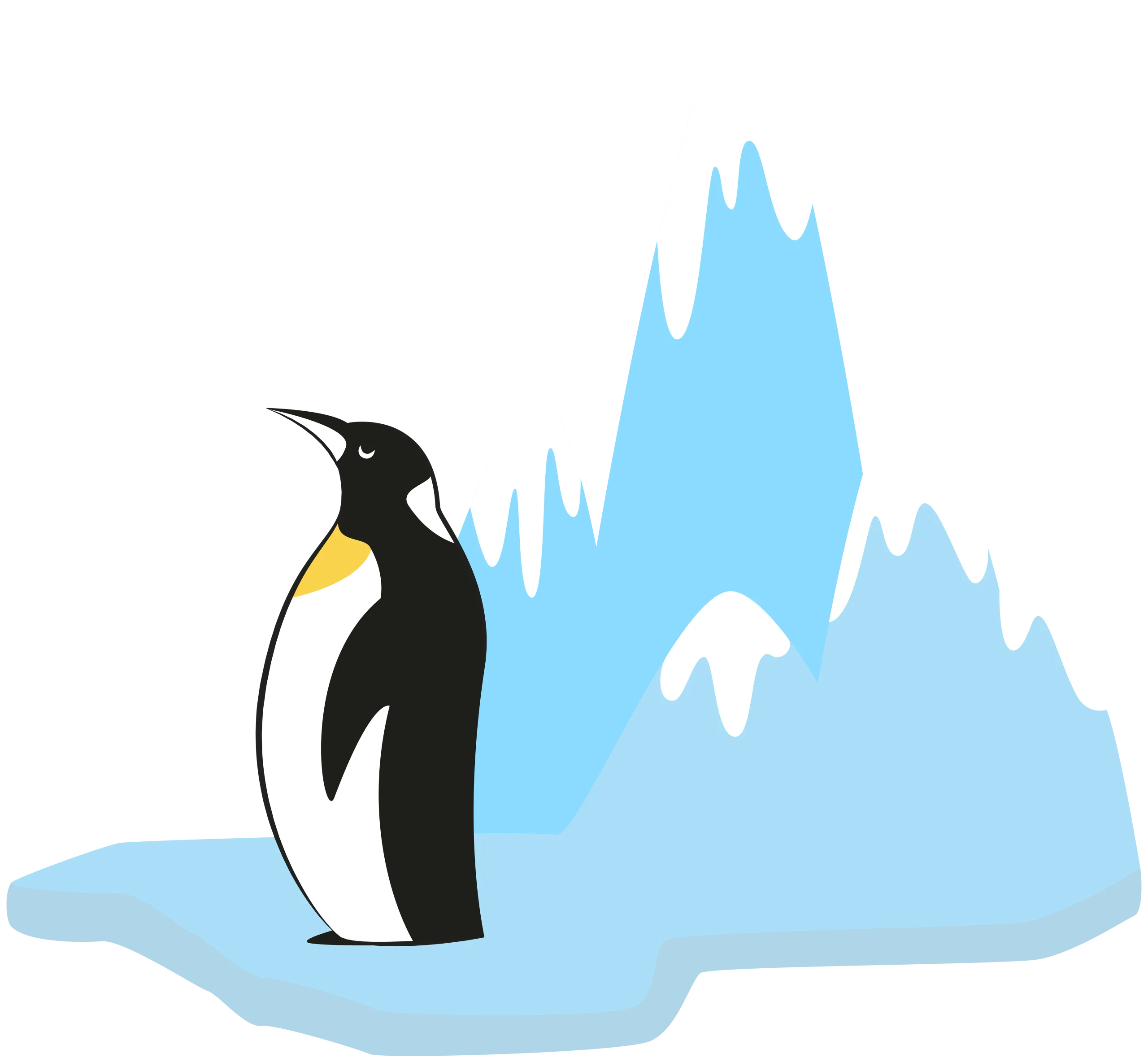 Majestic Emperor Penguin Clipart Standing Proudly Against Glacial Blue Landscape