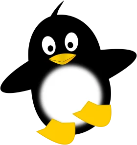 Playful Black and White Penguin Clipart with Cheerful Cartoon Style