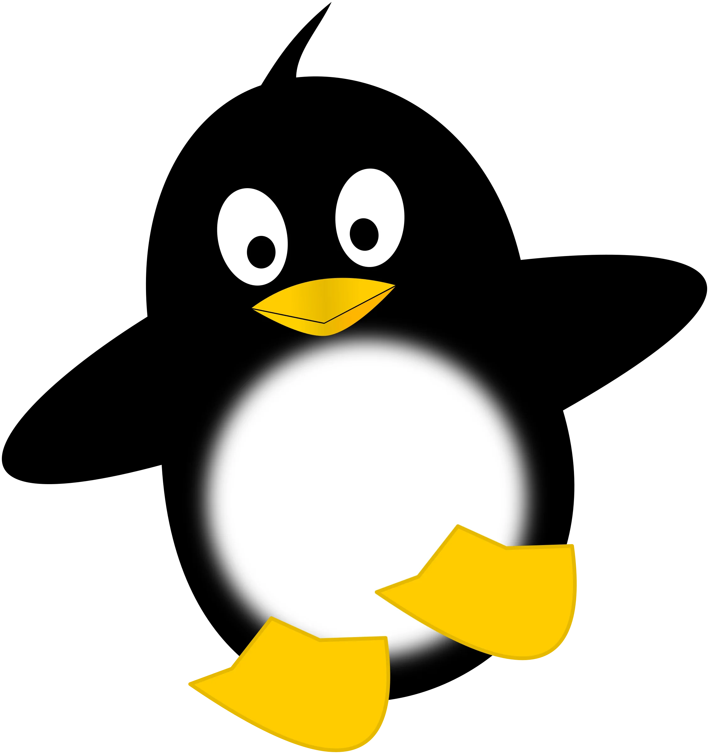 Playful Black and White Penguin Clipart with Cheerful Cartoon Style