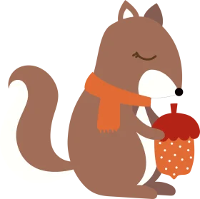 Adorable Autumn Woodland Creature Clipart with Cozy Scarf and Acorn