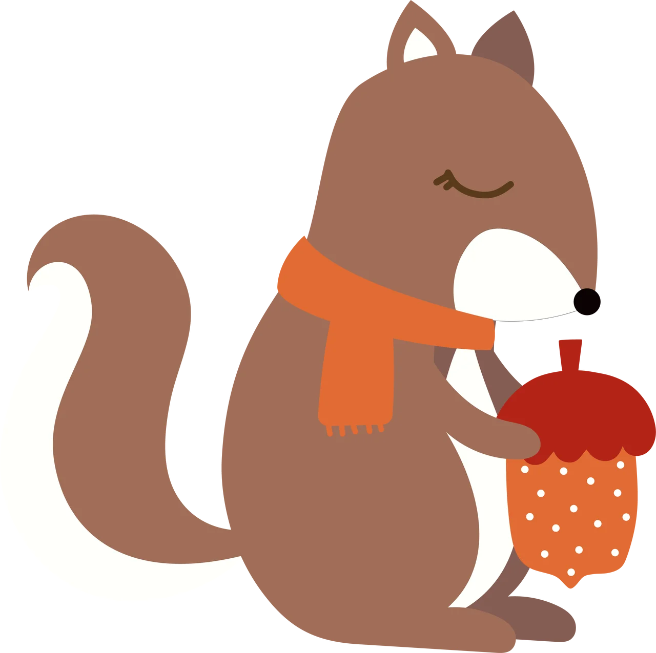 Adorable Autumn Woodland Creature Clipart with Cozy Scarf and Acorn