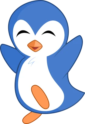 Adorable Blue and White Cartoon Penguin Clipart with Cheerful Pose