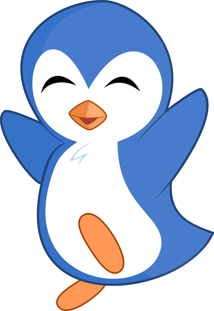 Adorable Blue and White Cartoon Penguin Clipart with Cheerful Pose