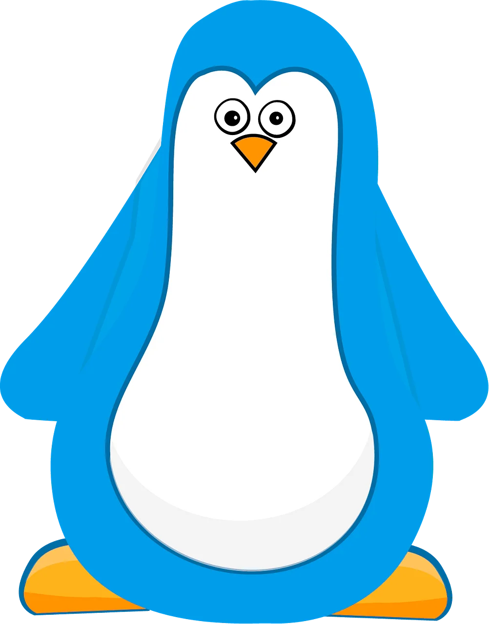 Adorable Blue and White Cartoon Penguin Clipart with Playful Expression